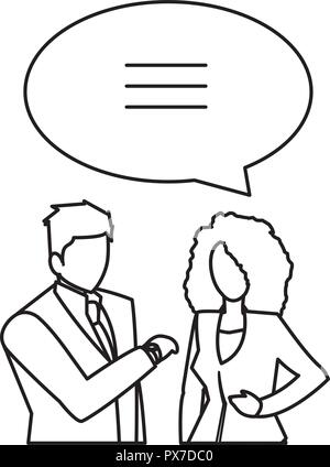 Conversation entre un homme et une femme d'over white background vector illustration Illustration de Vecteur