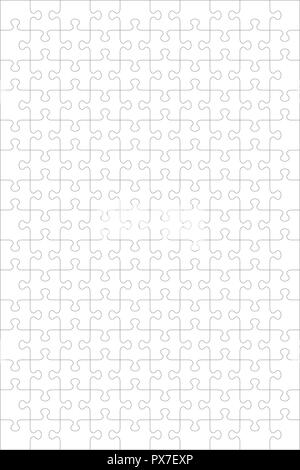 Puzzle modèle vierge ou la coupe de lignes directrices 150 pièces transparent, orientation portrait et visual ratio 2:3 (chaque morceau est une forme unique). Illustration de Vecteur