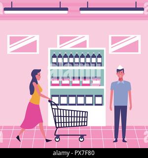 Les gens de supermarché Illustration de Vecteur