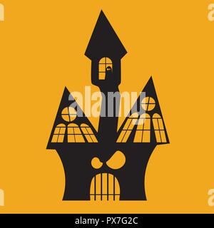 L'icône de l'Halloween : La Maison Hantée Illustration de Vecteur
