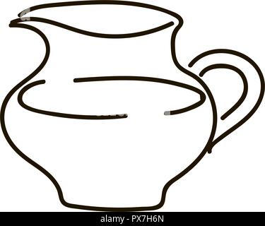 Pot à lait et le verre de lait isolé sur fond blanc. Vector illustration moderne simple. simple croquis style stylo. télévision symbole iconique Illustration de Vecteur