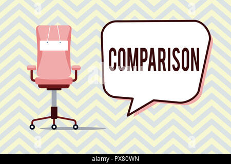 Signe texte montrant la comparaison. Estimation photo conceptuelle des similitudes différences entre deux choses montrant. Banque D'Images