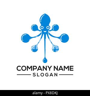 Concept Octopus combinée avec une connexion réseau devient une icône logo pour la technologie de gestion de réseau Banque D'Images