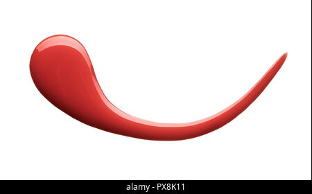 La texture du vernis à ongles orange isolé sur fond blanc. Banque D'Images