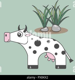 Vache dessin animé pour les enfants. L'illustration pour enfants. Modèle plat. Animal en style minimaliste. Série d'animaux semi-circulaire Illustration de Vecteur