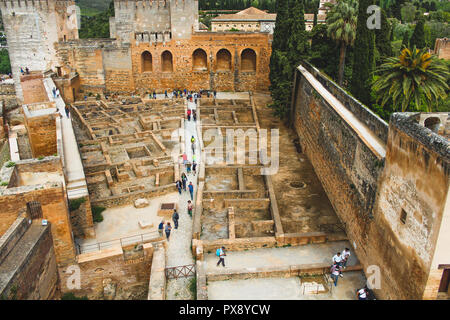 Site archéologique de vieilles ruines arabes musulmans maure de Grenade en Espagne. Banque D'Images