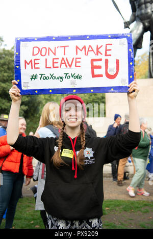 Londres, Royaume-Uni. 20 Oct, 2018. Vote du peuple - mars pour l'avenir contre crédit Brexit : A.Bennett/Alamy Live News. Banque D'Images