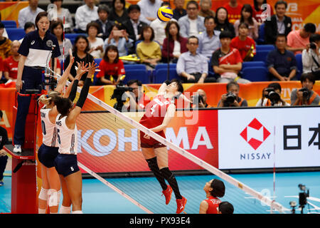 Kanagawa, Japon. 19 Oct, 2018. Shinnabe Risa (JPN) Volleyball Volleyball FIVB : Women's World Championship Japon 2018 ronde finale 5e place entre le Japon 1-3 United States à Yokohama Arena de Kanagawa, Japon . Credit : Naoki Morita/AFLO SPORT/Alamy Live News Banque D'Images