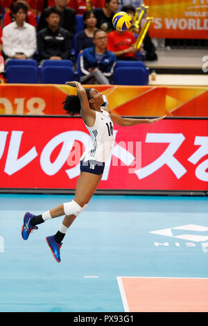 Kanagawa, Japon. 19 Oct, 2018. Foluke Akinradewo (USA) : volley-ball Volleyball FIVB Women's World Championship Japon 2018 ronde finale 5e place entre le Japon 1-3 United States à Yokohama Arena de Kanagawa, Japon . Credit : Naoki Morita/AFLO SPORT/Alamy Live News Banque D'Images