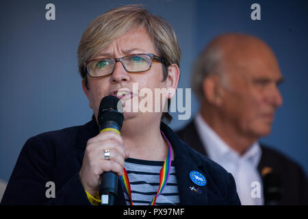 Londres, Royaume-Uni. 20 octobre, 2018. Joanna Cherry QC, SNP MP pour le sud-ouest d'Édimbourg, adresses des centaines de milliers de personnes, dont de nombreux jeunes en mesure de voter dans le référendum en 2016 Brexit, assister à un vote du peuple pour l'avenir Mars rassemblement à la place du Parlement pour exiger un vote final sur l'affaire. Brexit Credit : Mark Kerrison/Alamy Live News Banque D'Images