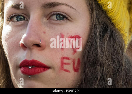 Londres, Royaume-Uni. 20 octobre, 2018. Vote du peuple de mars. Des centaines de milliers de personnes prennent part à la voter mars pour l'avenir d'exiger un vote sur l'accord final Brexit. Crédit : Guy Josse / Alamy Live News Banque D'Images