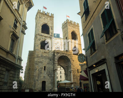 Porte de la ville médiévale "Porta Soprana', Gênes, Ligurie, Italie. Banque D'Images