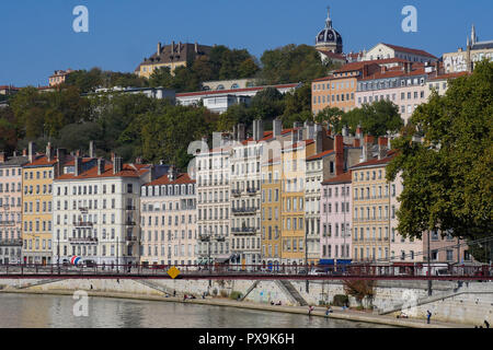 Les quais de la Saône, Lyon, France Banque D'Images