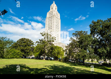 Le bâtiment du Capitole et motifs de Louisiane à Baton Rouge. Le plus haut bâtiment de capitol dans le nous. Banque D'Images