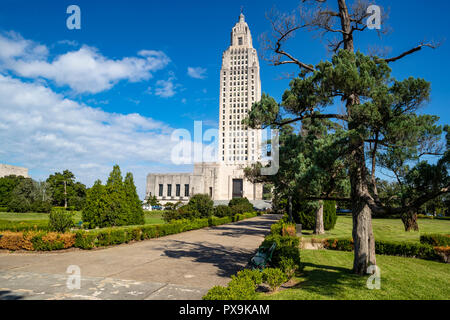 Le bâtiment du Capitole et motifs de Louisiane à Baton Rouge. Le plus haut bâtiment de capitol dans le nous. Banque D'Images