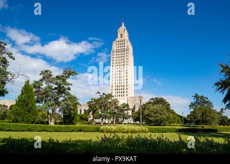 Le bâtiment du Capitole et motifs de Louisiane à Baton Rouge. Le plus haut bâtiment de capitol dans le nous. Banque D'Images