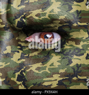 Camouflage de l'Armée de soldat en colère peint sur le visage Banque D'Images