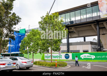 La construction de la plus grande du projet de transport public le métro de Sydney avec le travail progresse dans Rouse Hill,Sydney, Australie Banque D'Images