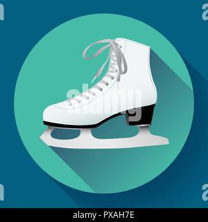 Patins glace blanc classique vecteur icône. Les équipements de sport. Vue de côté Illustration de Vecteur