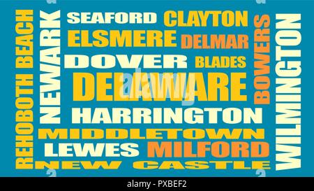 Liste des villes d'État du Delaware Illustration de Vecteur