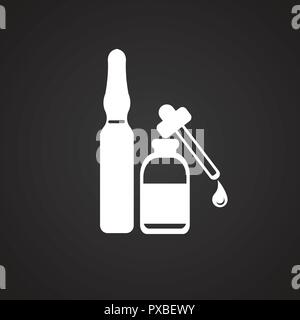 Cure ampoule compte-gouttes sur fond noir Illustration de Vecteur