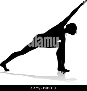 Pilates Silhouette de femme Yoga Pose Illustration de Vecteur