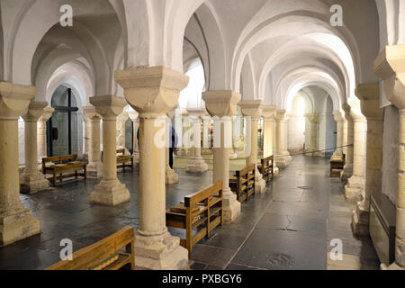 Crypte de la cathédrale de Worcester, Worcester, England, UK Banque D'Images