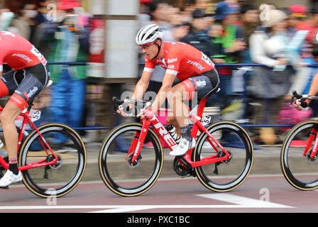 Utsunomiya, Japon. 20 Oct, 2018. Degednkolb allemand John cycliste de vitesses Segafredo trek en route pour gagner la Coupe du Japon en Critérium Utsunomiya, 100km au nord de Tokyo le samedi 20 octobre 2018. Credit : Yoshio Tsunoda/AFLO/Alamy Live News Banque D'Images