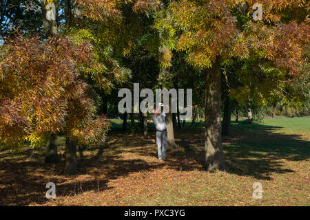 Londres, Royaume-Uni. 21 Oct 2018. Temps d'automne ensoleillé bénéficiant de golfeurs sur Brent Valley Golf Course à Londres. Date de la photo : Dimanche, Octobre 21, 2018. Photo : Roger Garfield/Alamy Entertainment Crédit : Roger Garfield/Alamy Live News Banque D'Images