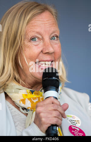 La BBC star Dragons Den Deborah Meaden au cours de la voter pour un deuxième appel mars Brexit référendum. Banque D'Images