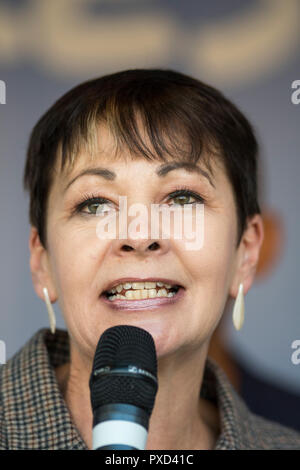 L'ancien chef du Parti Vert, Caroline Lucas lors de la voter pour un deuxième appel mars Brexit référendum. Banque D'Images