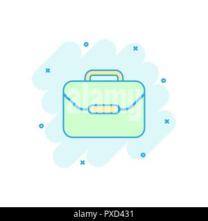 Cartoon Vector icône valise dans le style comique. Sac bagages sign illustration pictogramme. Cas diplomate splash concept effet d'affaires. Illustration de Vecteur