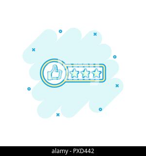 Vector cartoon Revue de client 3 étoiles située dans le style comique. Thumb up avec étoiles sign illustration pictogramme. Examiner les effet splash conc Illustration de Vecteur