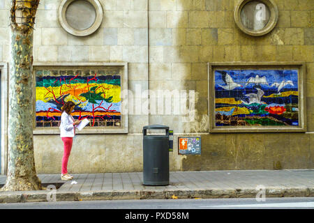 Palma, Art céramique sur le mur, Carrer de la Unió, Palma de Mallorca, Espagne Palma de Mallorca Street art Banque D'Images