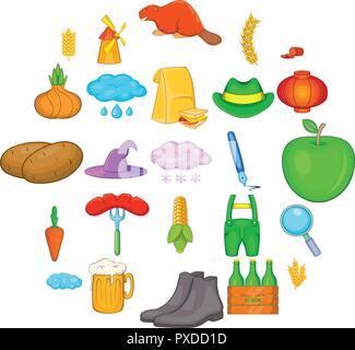 Autumn icons set, cartoon style Illustration de Vecteur