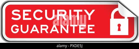 Autocollant peel off rouge libellé garantie de sécurité de l'icône de verrouillage avec Illustration de Vecteur