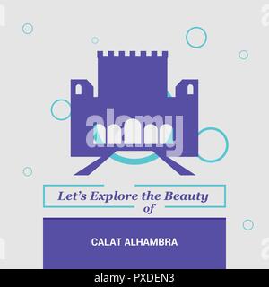 Nous allons explorer la beauté de Calat Alhambra Andalusiaâ€ž, Espagne Monuments Nationaux Illustration de Vecteur