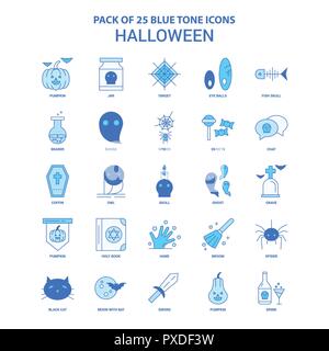 Ton bleu Halloween Icon Pack - 25 sets d'icônes Illustration de Vecteur