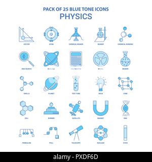 Ton bleu physique Icon Pack - 25 sets d'icônes Illustration de Vecteur