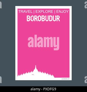 Jawa Tengah Indonésie Borobudur, monument monument brochure télévision style et typographie vector Illustration de Vecteur