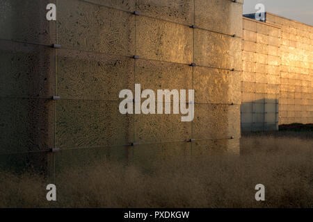 Katowice, Pologne : Détail de façades en verre translucide. Musée de Silésie. Architecte : Riegler Riewe, Architekten , 2014. Banque D'Images