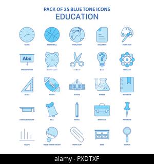 Ton bleu éducation Icon Pack - 25 sets d'icônes Illustration de Vecteur