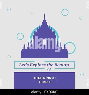Nous allons explorer la beauté de Thatbyinnyu Temple, Myanmar repères nationaux Illustration de Vecteur