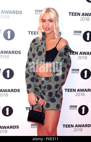 Londres, Royaume-Uni. 21 Oct 2018. Lottie Tomlinson, BBC Radio 1 Teen Awards 2018, SSE Wembley Arena, Londres, Royaume-Uni, 21 octobre 2018, photo de Richard Goldschmidt : Riche de crédit Gold/Alamy Live News Banque D'Images