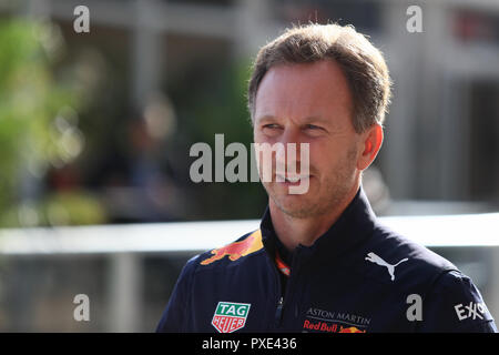 21 octobre 2018, le circuit des Amériques, Austin, USA ; Grand Prix de Formule 1 des États-Unis, jour de la course ; Christian Horner arrive pour la course Banque D'Images