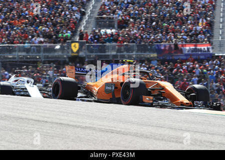 21 octobre 2018, le circuit des Amériques, Austin, USA ; Grand Prix de Formule 1 des États-Unis, jour de la course ; McLaren, Stoffel Vandoorne Banque D'Images