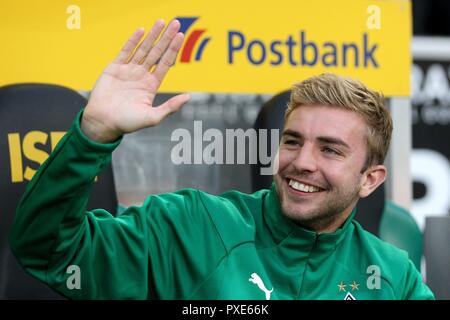 Mönchengladbach, Deutschland. 21 Oct, 2018. firo : 21.10.2018, football, 1.Bundesliga, la saison 2018/2019, Borussia Mönchengladbach - FSV FSV FSV Mainz 05, Christoph Kramer, les expressions du visage, des rires, de la joie, de l'utilisation de crédit dans le monde entier | : dpa/Alamy Live News Banque D'Images