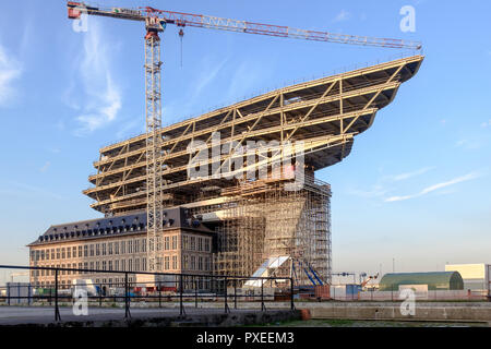 Avis de phase de construction du nouveau porthouse (havenhuis), le mardi 28 avril 2015, Anvers, Belgique. Ce nouveau bâtiment est autorités portuaires de Br Banque D'Images