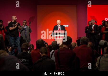 © Chris Bull. 26/9/18 Liverpool , Royaume-Uni. La conférence du Parti travailliste aujourd'hui (mercredi 26 Septeber 2018). Chef du parti travailliste le discours de Jeremy Corbyn. Crédit photo : CHRIS BULL Banque D'Images