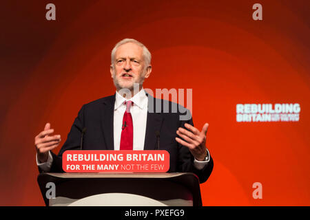 © Chris Bull. 26/9/18 Liverpool , Royaume-Uni. La conférence du Parti travailliste aujourd'hui (mercredi 26 Septeber 2018). Chef du parti travailliste le discours de Jeremy Corbyn. Crédit photo : CHRIS BULL Banque D'Images